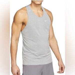 Nike Men's Light Gray Striped Tank Top L